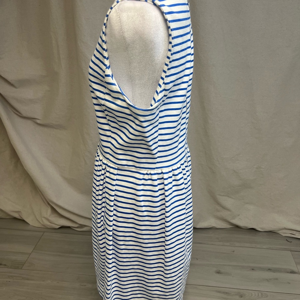 J. Crew Blue & White Striped Dress  Sleeveless Summer Fit & Flare Sz M Nautical - Picture 3 of 7